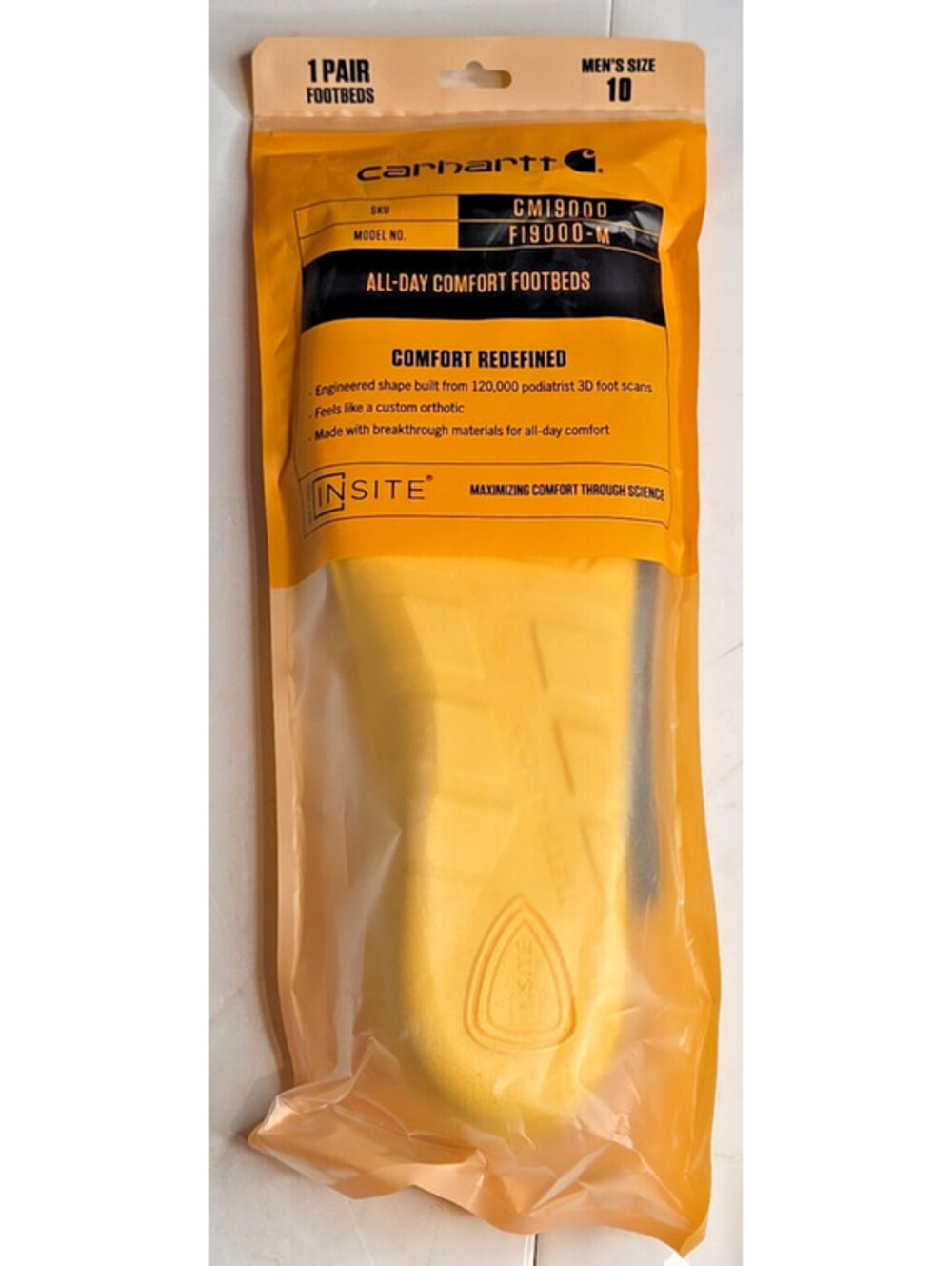 Carhartt Insite CMI9000 Men's Size 10 Comfort Footbeds Insoles New